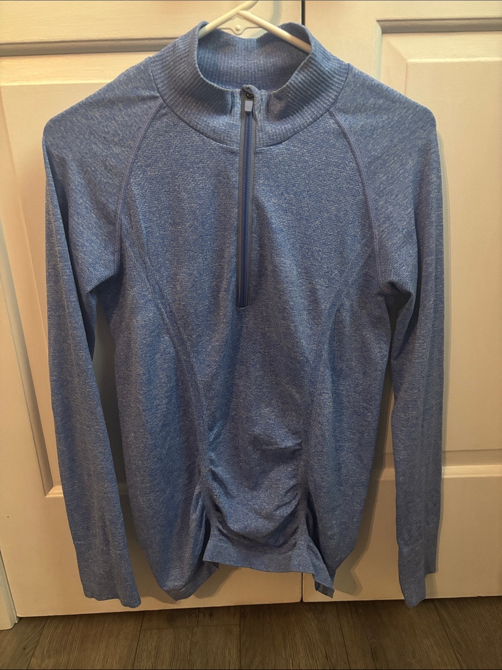 Athleta Womens Heathered Light Blue Half-Zip Performance Pullover